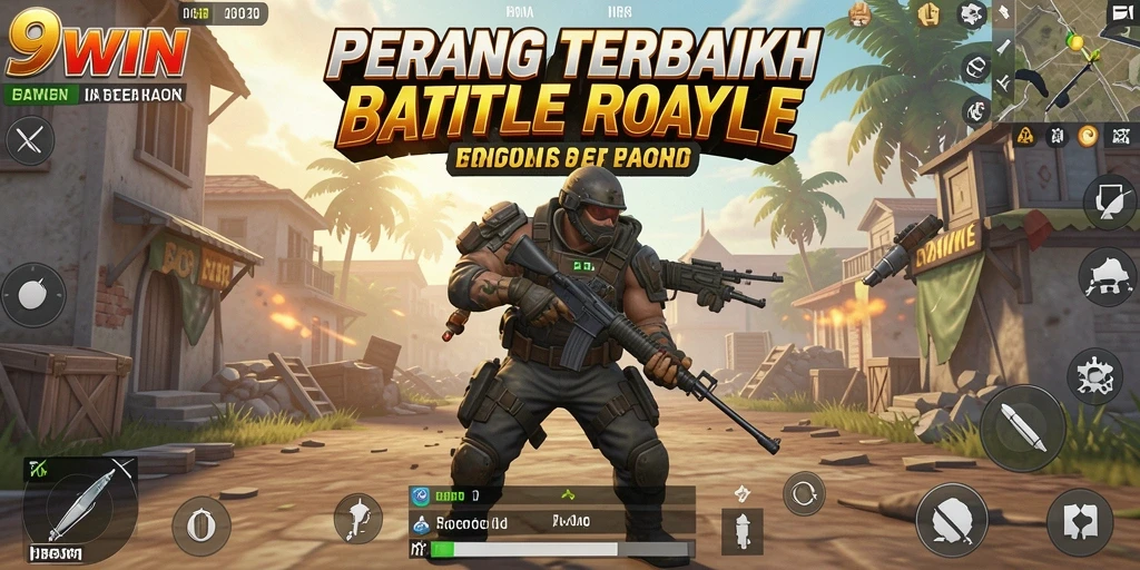 Screenshot menunjukkan pertarungan sengit dalam gameplay Battle Royale 9WIN.