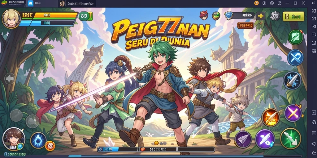 Tampilan gameplay seru dengan karakter anime yang menarik.