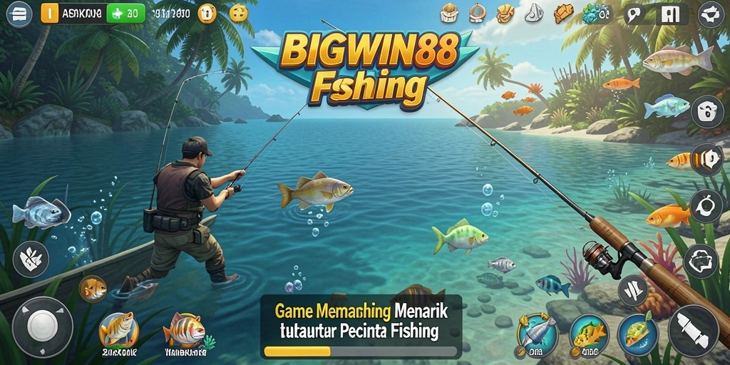 Screenshot gameplay BIGWIN88 menampilkan aksi memancing seru.