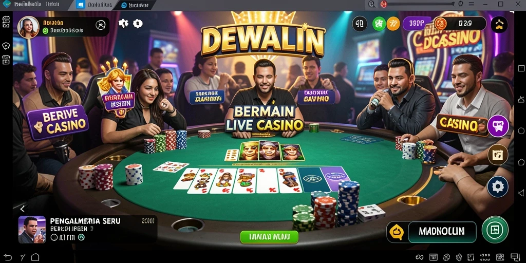 Tampilan gameplay DEWALIN dengan dealer langsung di meja permainan.