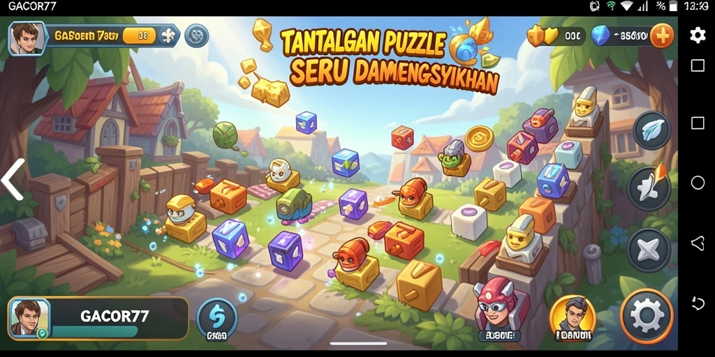 Screenshot gameplay GACOR77 menampilkan tantangan puzzle yang seru.