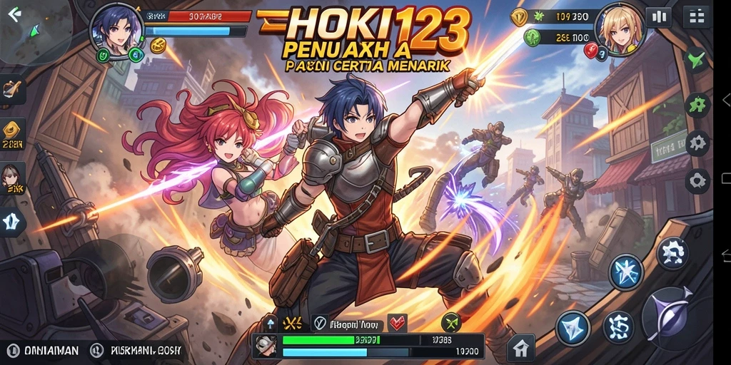 Screenshot gameplay HOKI123 menampilkan karakter anime yang beraksi.