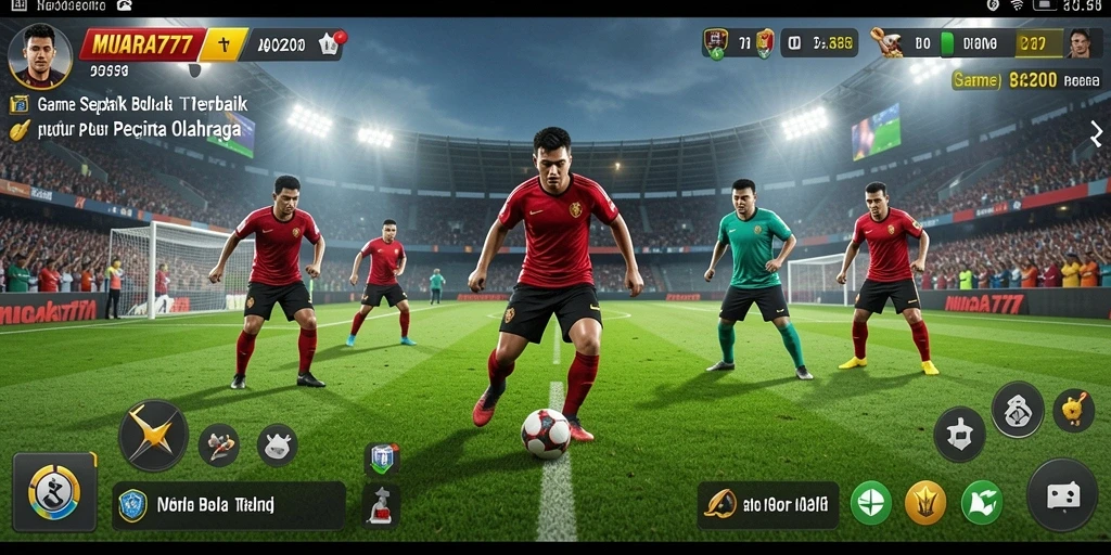Tampilan gameplay MUARA777 saat pertandingan sepak bola berlangsung.