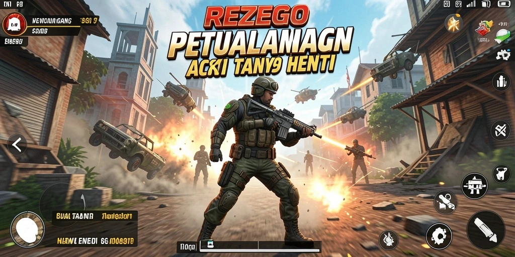Tangkapan layar utama REZEGO dengan aksi pertarungan mendebarkan