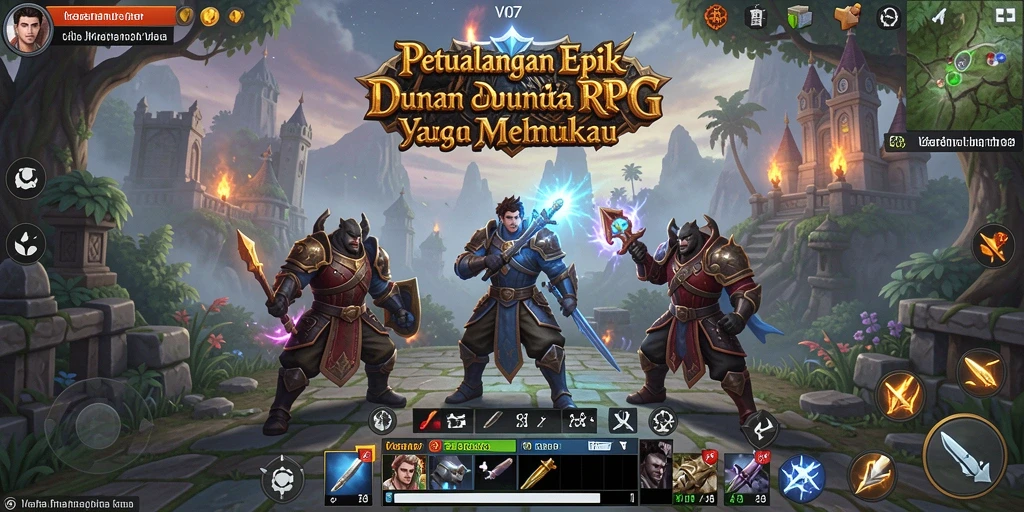 Tampilan gameplay V07 yang mendebarkan dan penuh aksi dalam petualangan RPG.