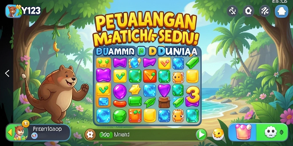 Tampilan menarik dari gameplay Match-3 di YY123.